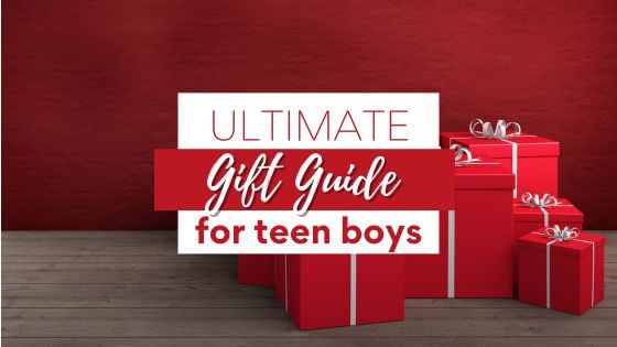 Gifts for teenage boys in red wrapping paper