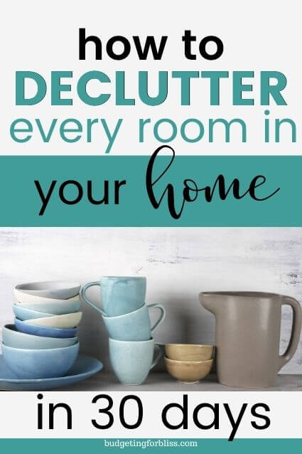 decluttering bowls, cups and pitcher