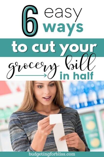 Woman looking at receipt after cutting grocery bill in half