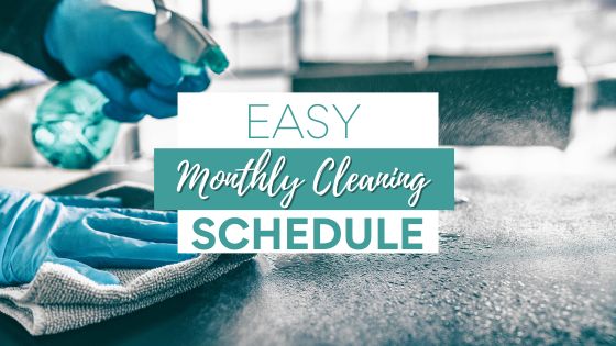 Cleaning counters during monthly cleaning schedule