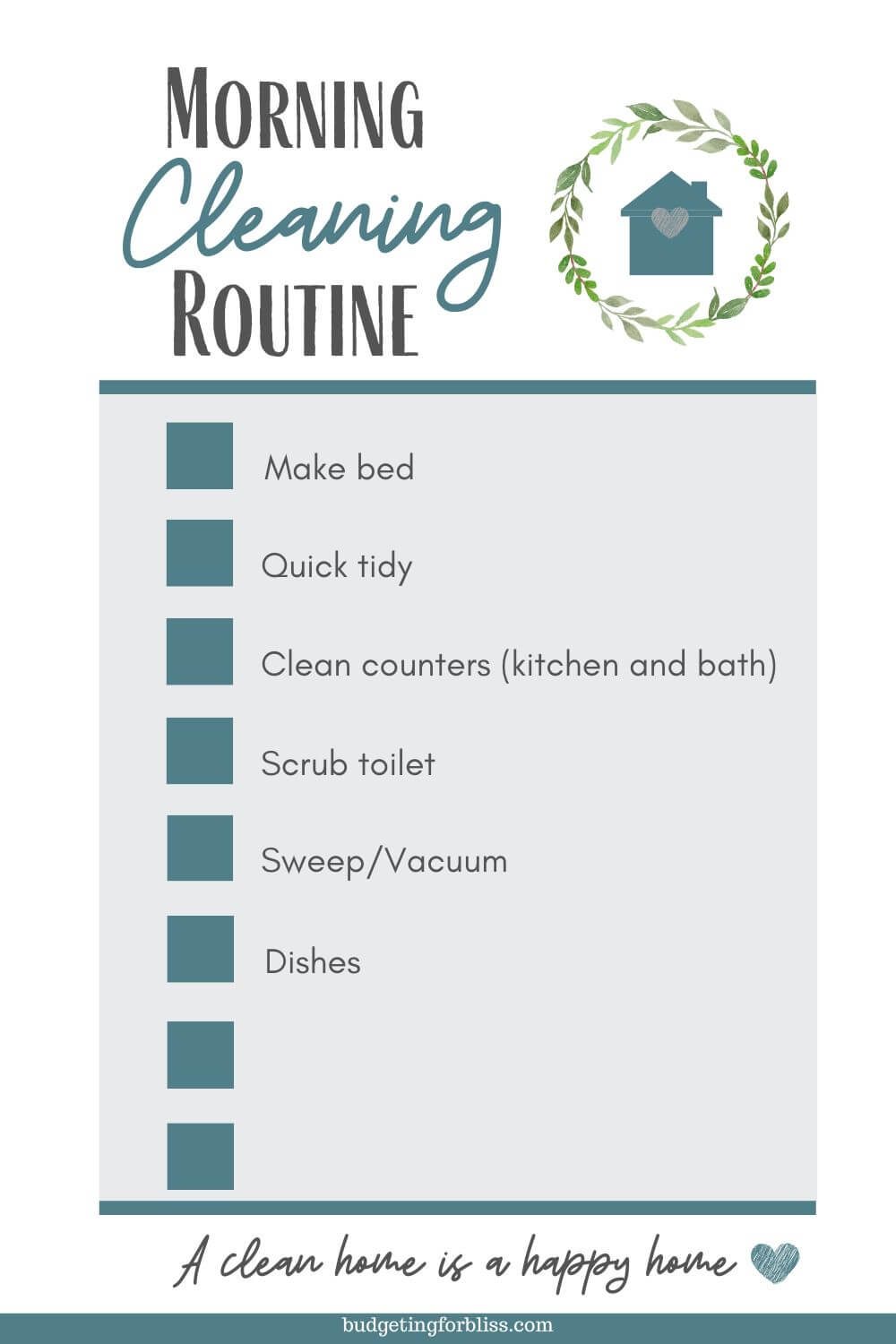 Morning Routine Cleaning Checklist