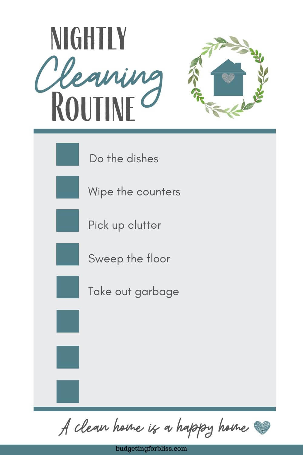 Nighly Routine Cleaning Checklist