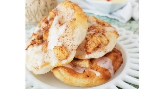 air fryer apple fritter with frosting
