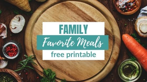 Family Favorite Meals Cutting board
