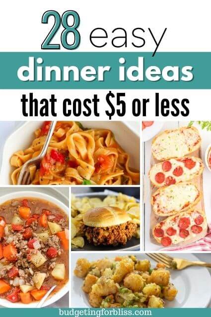 five dollar dinner ideas like soup, pizza and pasta