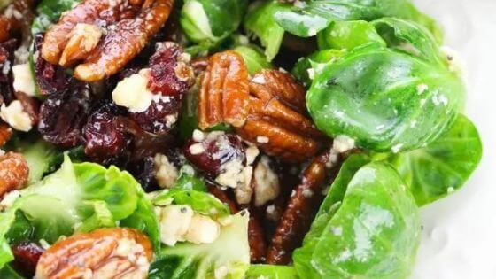 Salad with pecans, cranberries and brussels sprouts