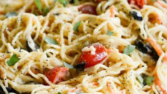 angel hair pasta salad with tomatoes