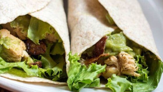 chicken with lettuce and avocado on wrap