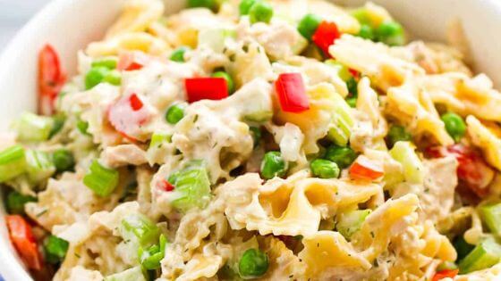 pasta salad with vegetables and tuna