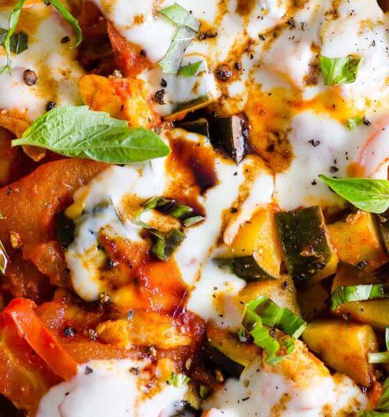 Caprese chicken skillet with zucchini