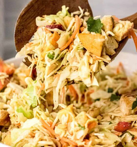 Thai Chicken Salad on Wooden Spoon