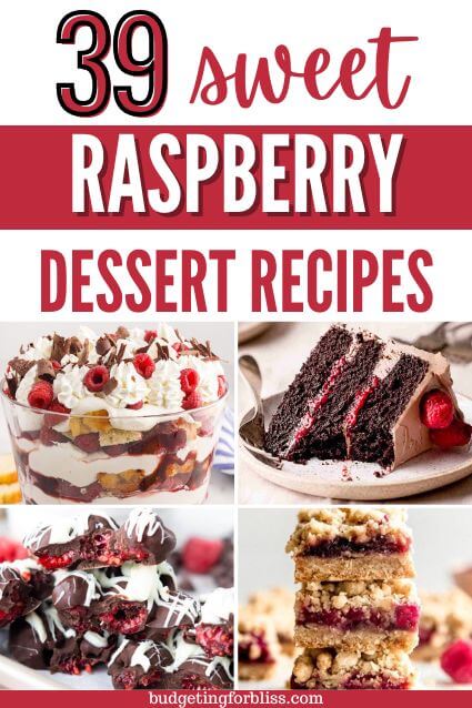 Raspberry dessert recipes including raspberry cake, raspberry trifle, raspberry bars and bark