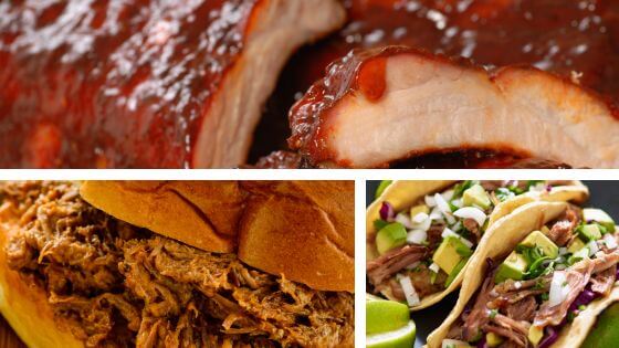 Crockpot bbq ribs, pulled pork and pork carnitas