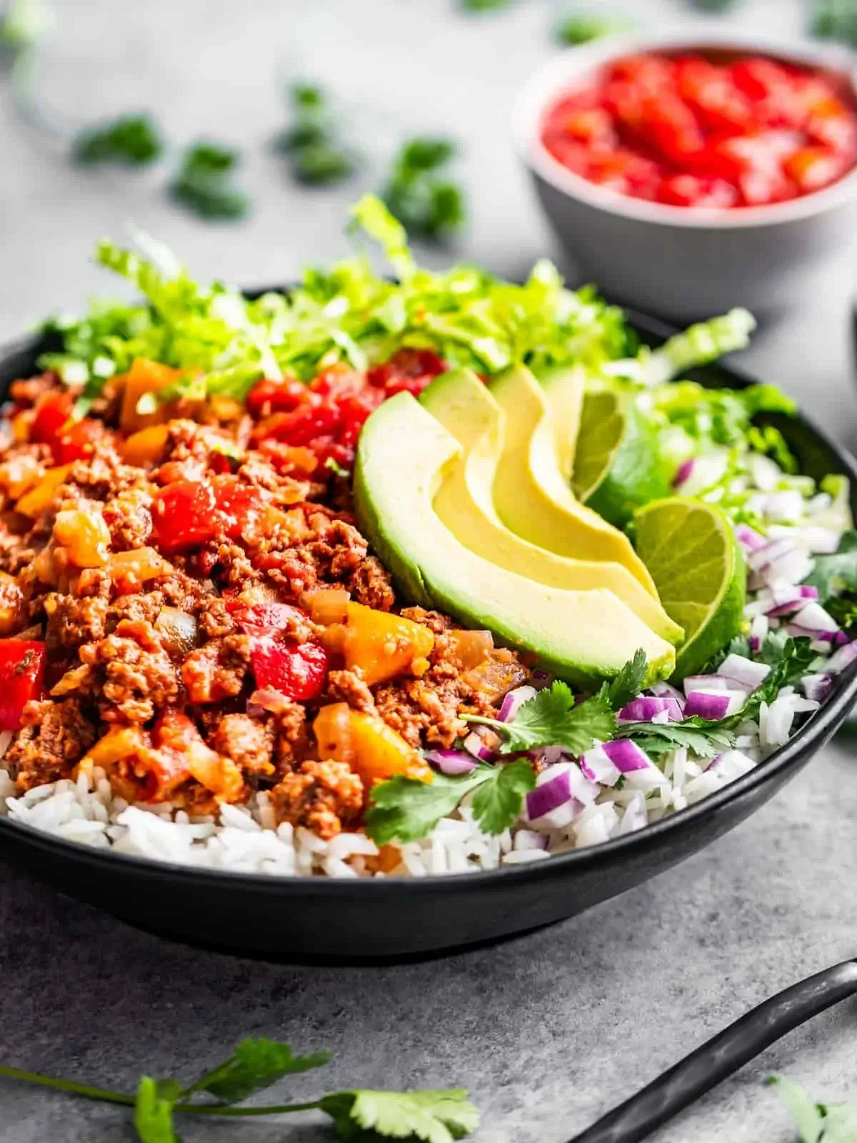 salsa beef on plate