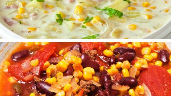 corn chowder and taco soup in the crockpot