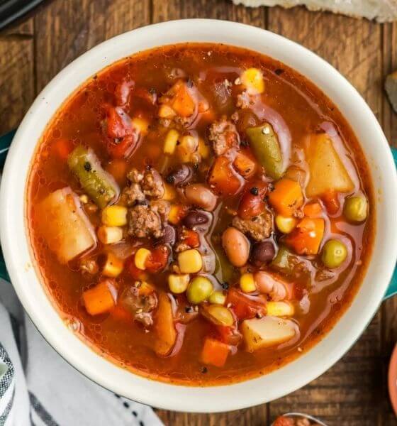 cowboy soup in white bowl