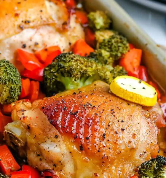 Chicken with vegetables on a sheet pan