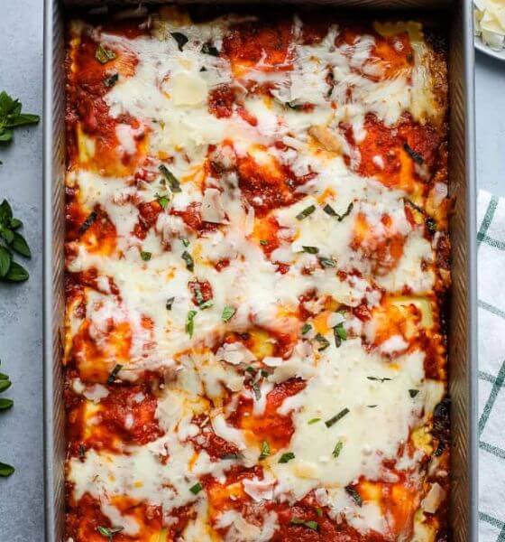 Ravioli Lasagna in Baking Pan