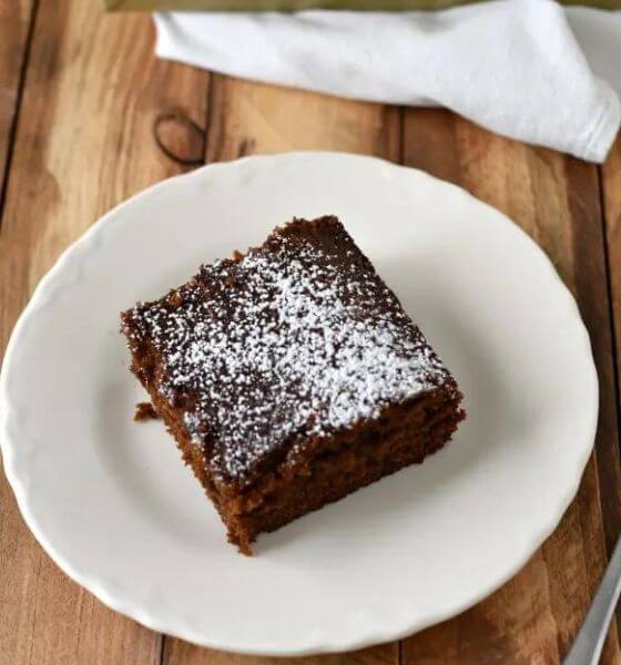 Gingerbread cake on a white plate