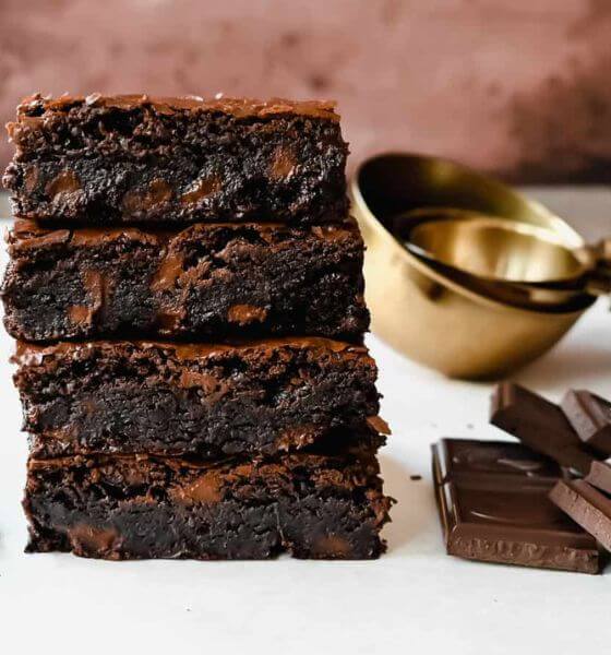 brown butter brownies with chocolate bars on the side