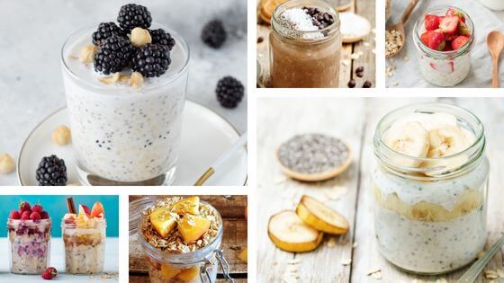 blackberries, strawberries, blueberry and banana overnight oats