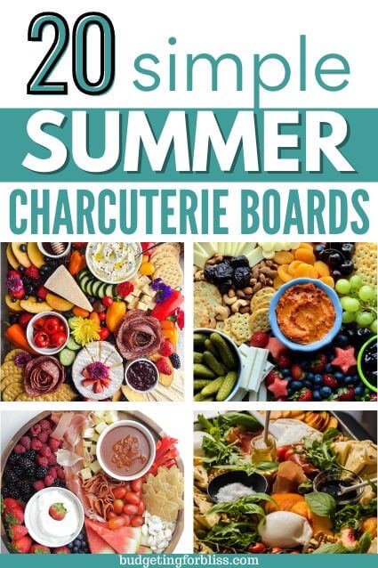 Simple charcuterie board ideas for summer with meats, cheese, fruit and vegetables