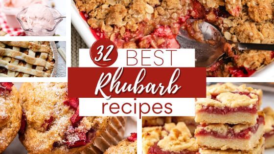Rhubarb muffins, rhubarb crisp, rhubarb bars and rhubarb pie recipes