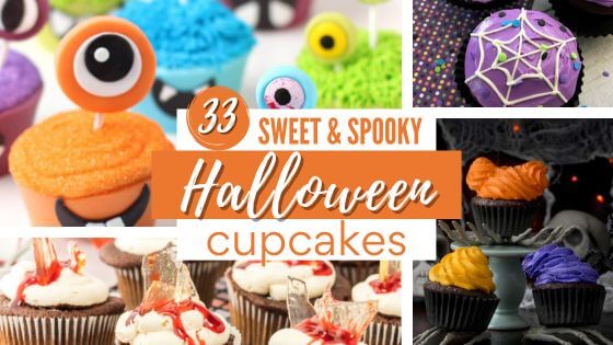 A collection of Halloween cupcakes