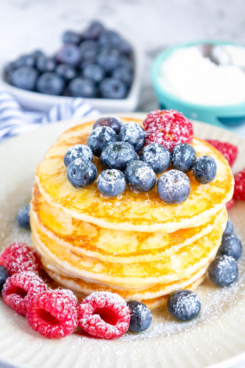 Buttermilk pancakes with blueberries