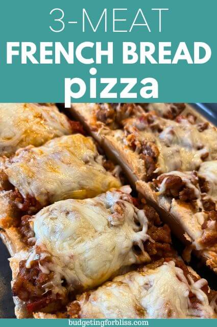French Bread Pizza with sausage, ground beef and pepperoni