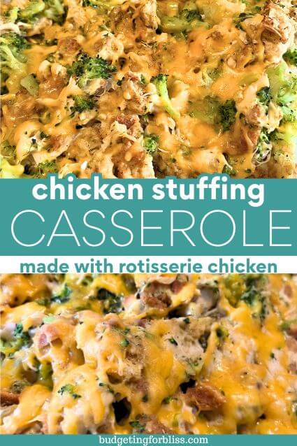 Chicken stuffing casserole with broccoli