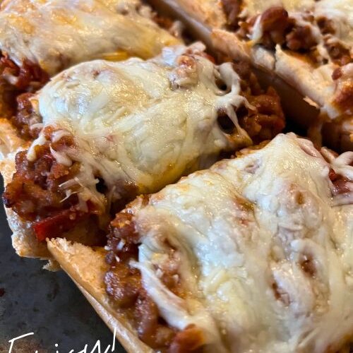 French Bread Pizza on Baking Sheet