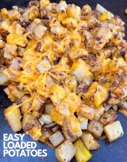 Loaded Diced Potatoes on Blackstone Griddle