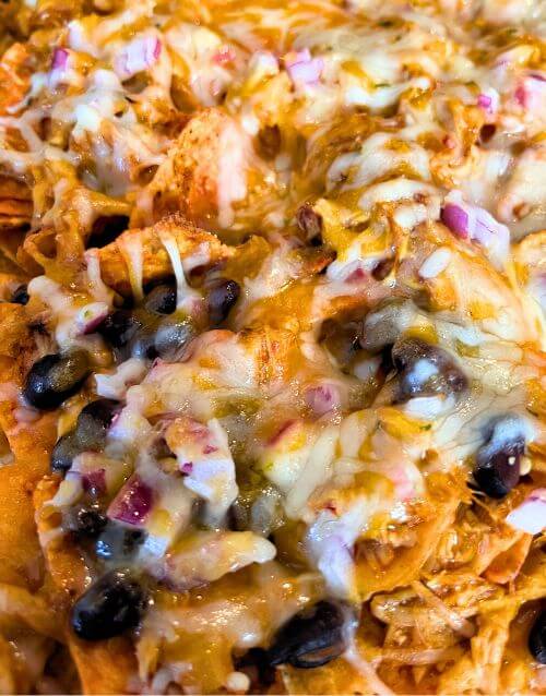 BBQ chicken nachos on sheet pan