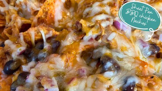 BBQ chicken nachos on sheet pan