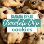 Chocolate chip banana bread cookies on plate