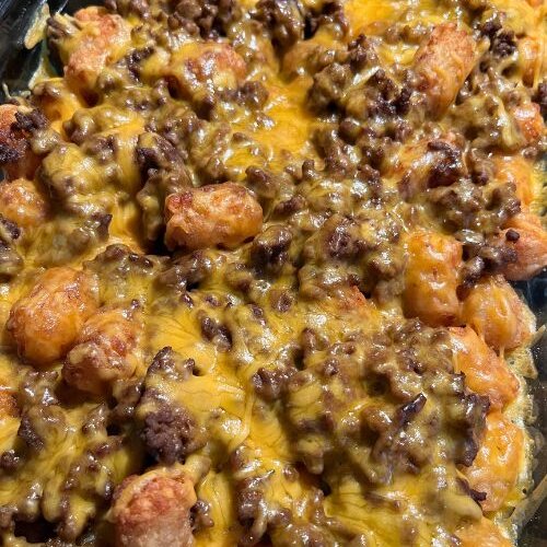 Tater tot nachos in dish (main picture)