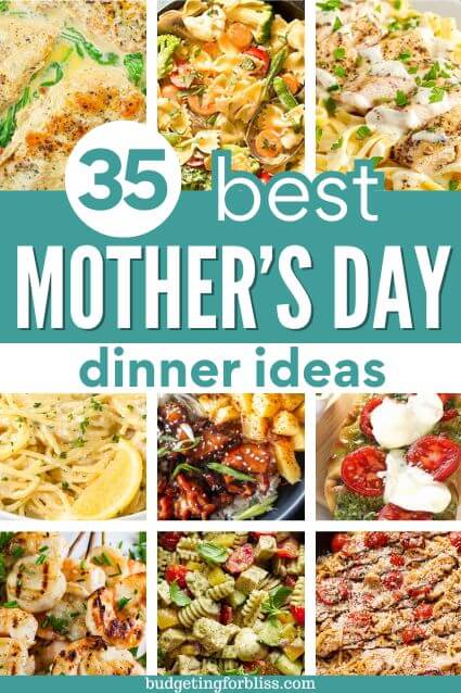 Mother's Day dinner ideas like pasta, rice bowls, and flatbread 