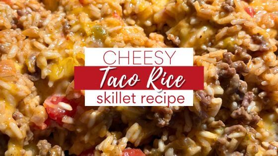 Taco Rice in skillet with cheese