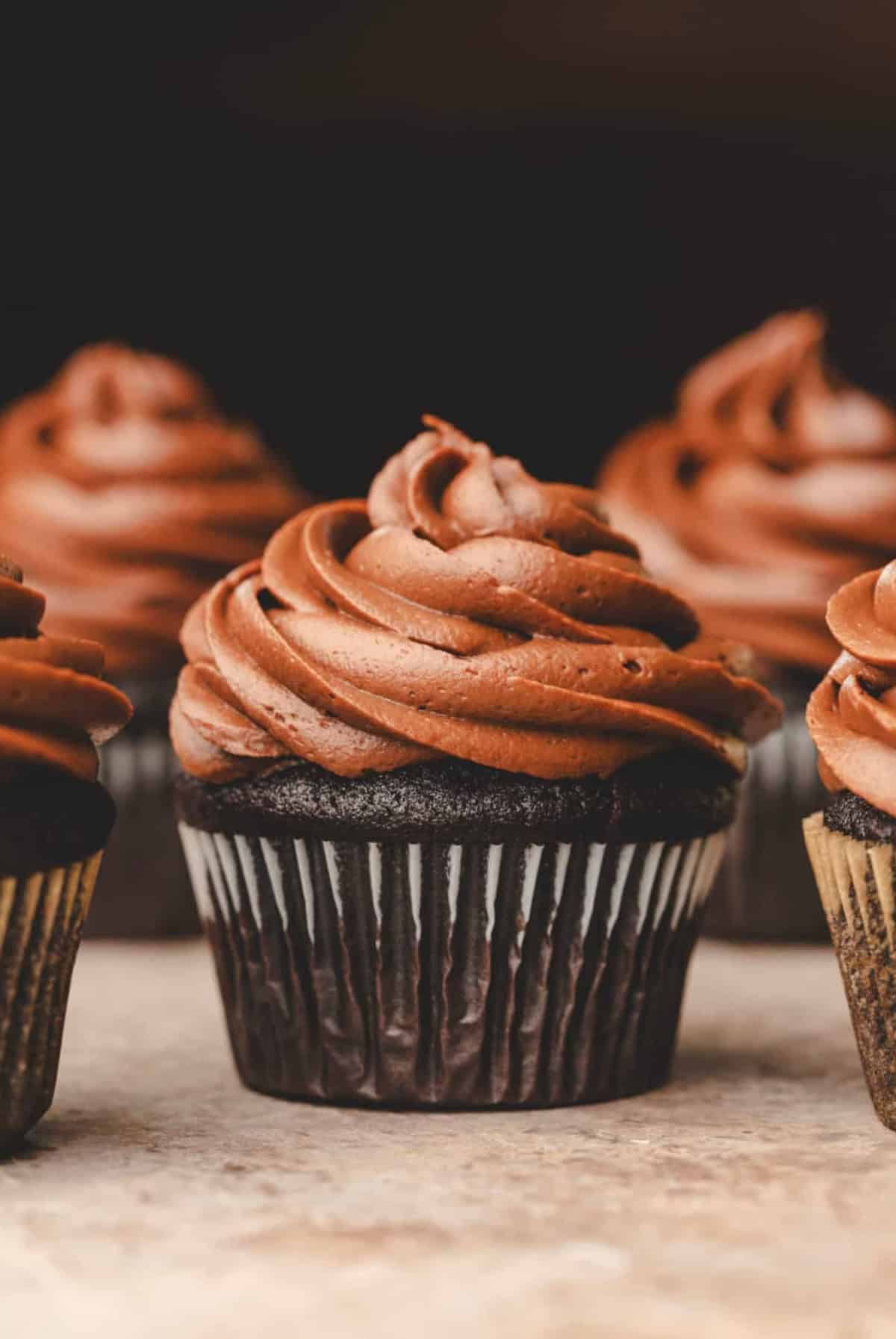 chocolate cupcake with chocolate frosting