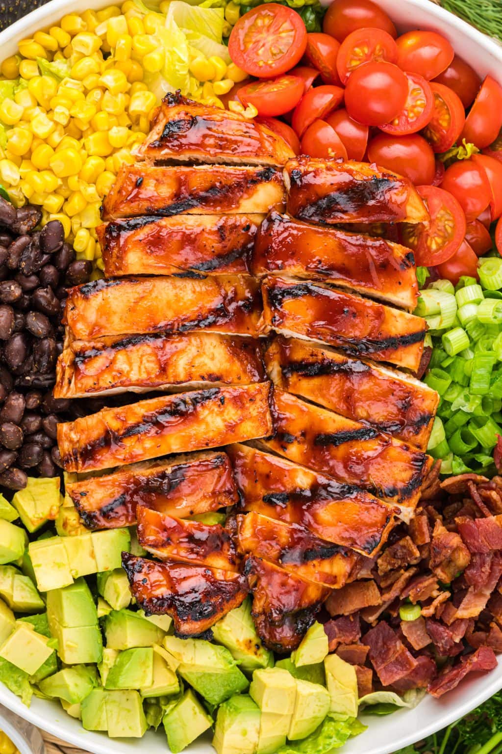 Chicken salad on white platter