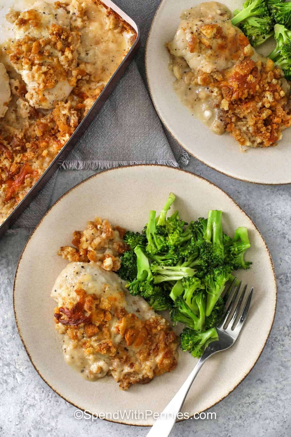 Chicken Caesar on white plate
