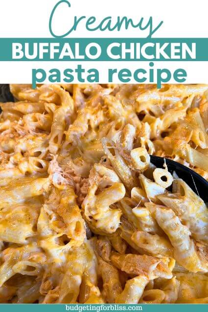 Creamy Buffalo Chicken Pasta in Glass dish