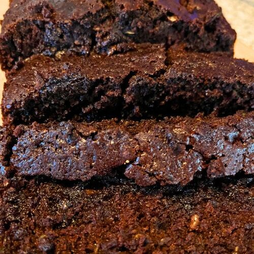 Sliced chocolate zucchini bread