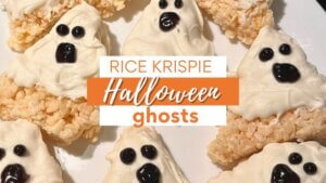 Ghost Rice Krispie Treats on Plate