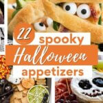 Collection of Halloween appetizers, finger foods and dips