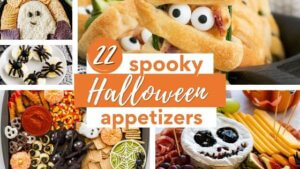 Collection of Halloween appetizers, finger foods and dips