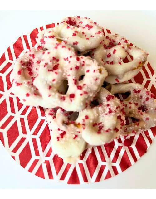 White Chocolate Peppermint Pretzels