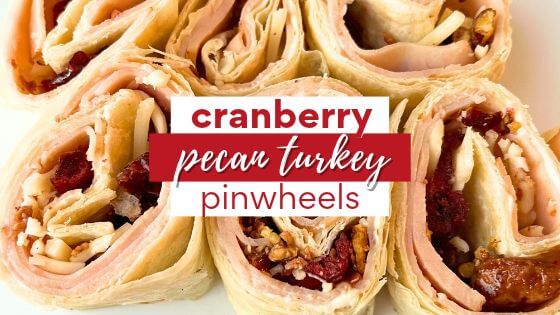 cranberry turkey and pecan pinwheels on plate