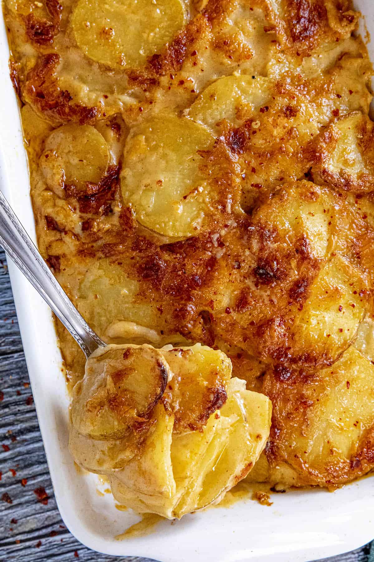 scalloped potatoes in dish